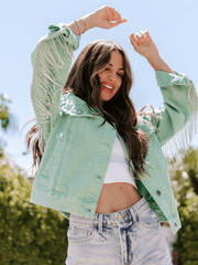 FIESTA LIFE CURTAIN FRINGE DENIM JACKET