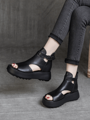 RUMOUR HAS IT | CUT-OUT PLATFORM PEEP TOE SANDAL - BLACK