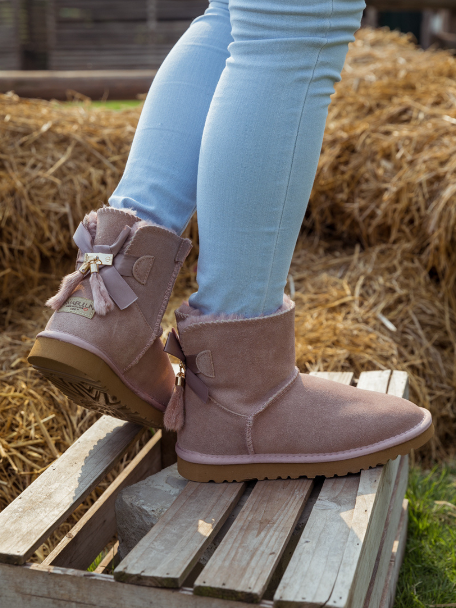 SMAIBULUN Ugg | TAIL BOW BACK SUEDE BOOT - PINK