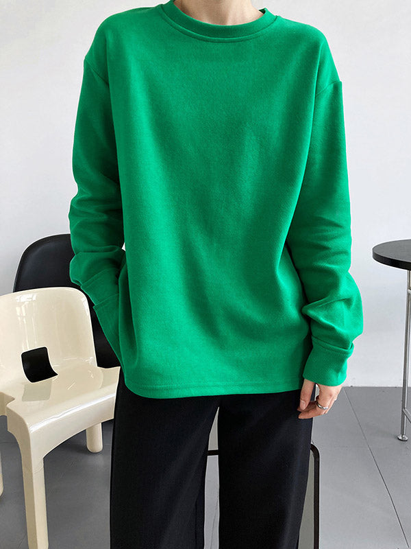 3 Colors Loose Casual Solid Color Split-Side T-Shirt Top