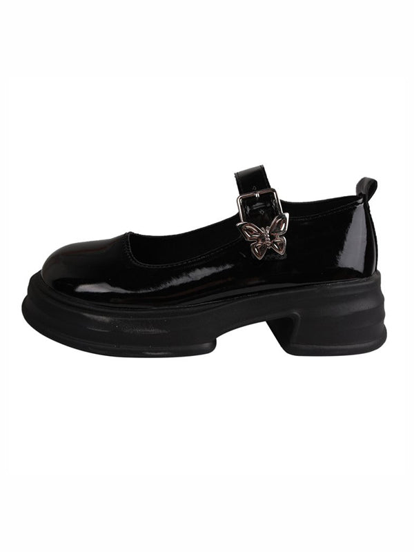 Buckle Butterfly Shape Round-Toe Mary Janes