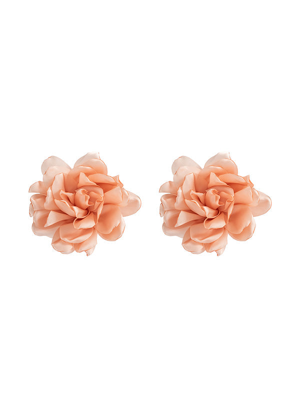 Solid Color Three-Dimensional Flower Drop Earrings