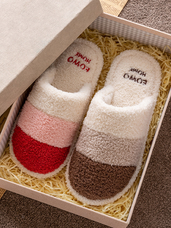 Indoor Non-Slip Keep Warm Striped Slippers