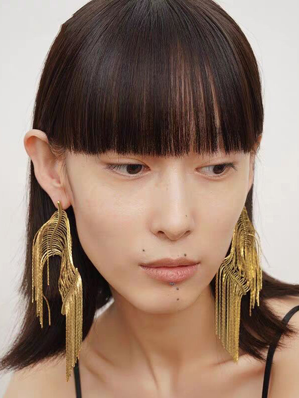 Solid Color Tasseled Drop Earrings