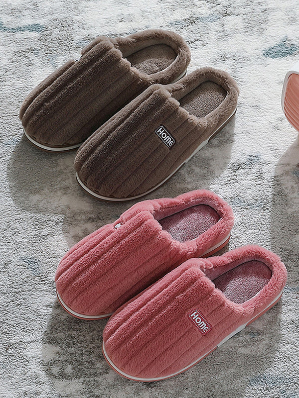 Indoor Warm Non-Slip Solid Color Slippers