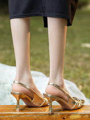 Pleated Pointed-Toe Split-Joint Sandals Sling Shoes