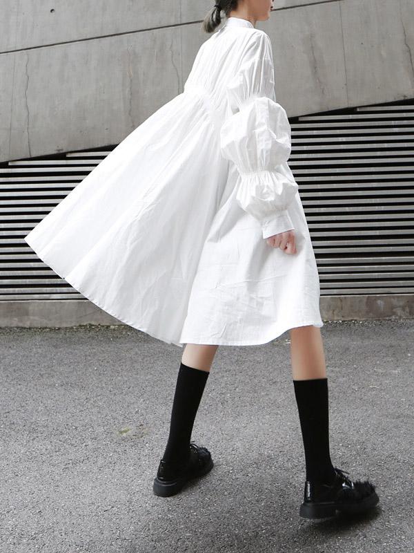 Loose Original Designed Irregular Puff Shirt Dress