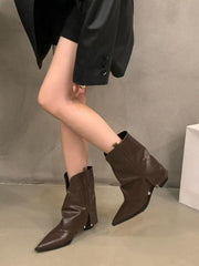 Pointed-Toe Split-Joint Split-Side Boots Pumps