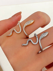 Rhinestone Snake Shape Solid Color Rings Accessories