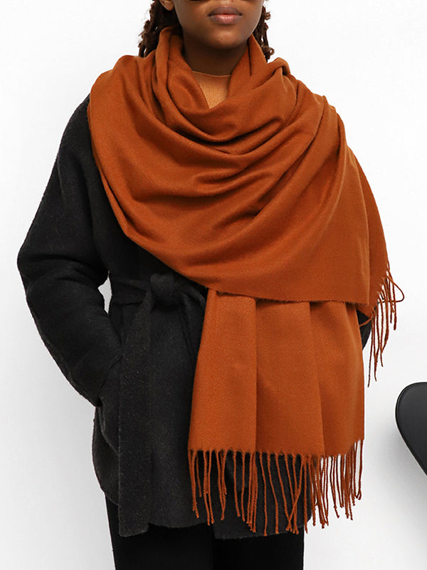 Solid Color Tasseled Shawl&Scarf