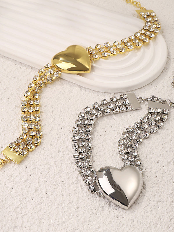 Heart Shape Rhine Stones Necklaces Accessories