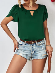 Loose Short Sleeves Hollow Solid Color Round-Neck T-Shirts Tops