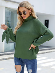 ZERUAH TURTLE NECK KNIT SWEATER - GREEN