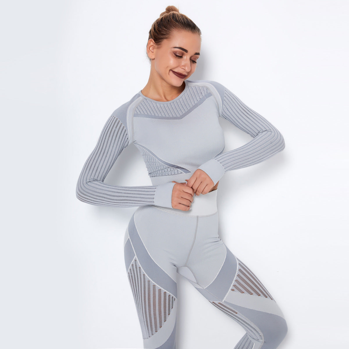 Sports Skinny Hollow out Plastic Top Quick-Drying Running Yoga Clothes Seamless Workout Long Sleeve – Ultimate Performance Gear