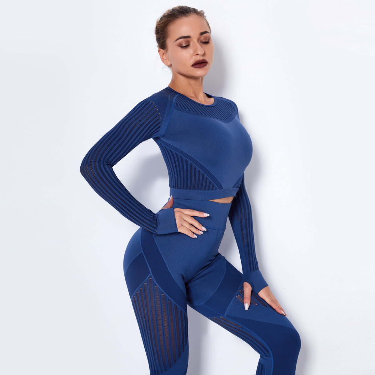 Sports Skinny Hollow out Plastic Top Quick-Drying Running Yoga Clothes Seamless Workout Long Sleeve – Ultimate Performance Gear