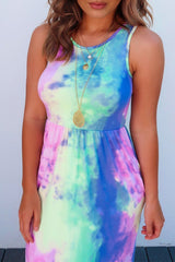 Chicindress Tie-dye Printed Multicolor Maxi Dress