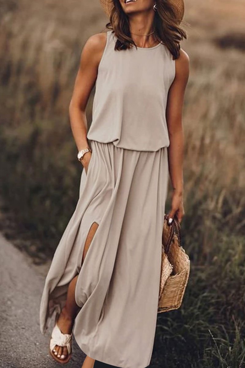 Chicindress Bohemian Sleeveless Side Slit Maxi Dress