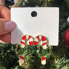 Christmas Earrings Cane Jewelry