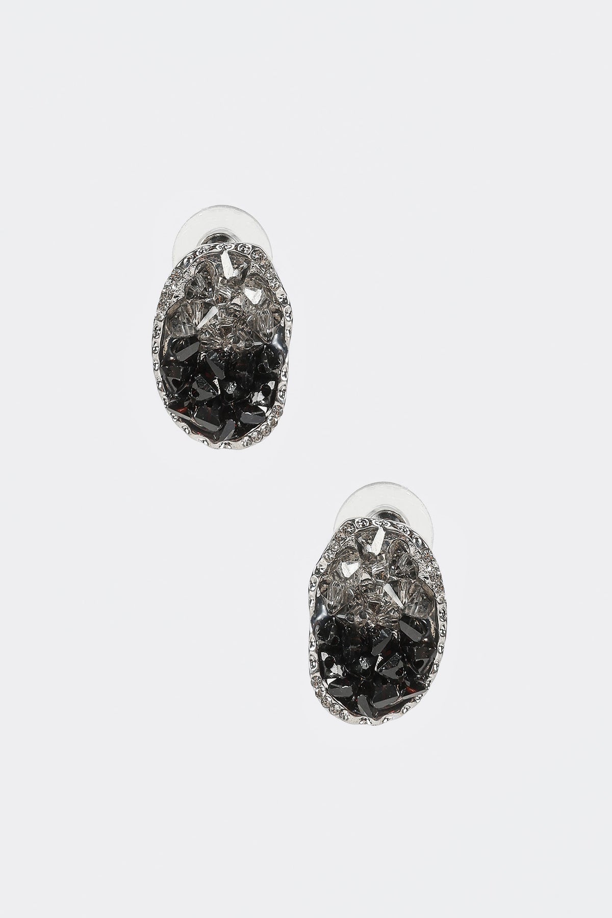 Black Oval Diamond Stud Earrings