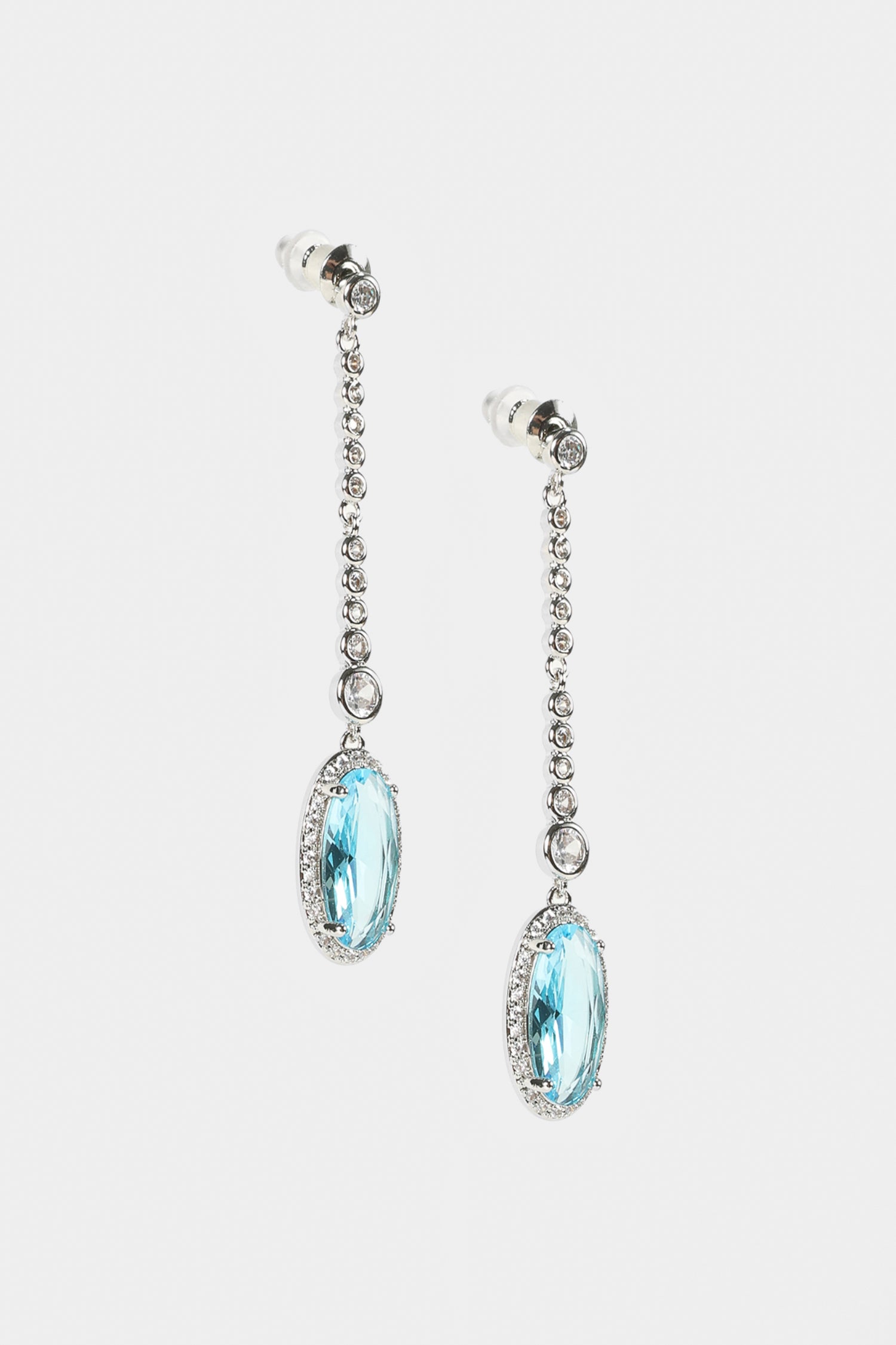 Faux Diamond Oval Earrings