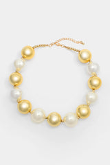 Faux Pearl Metal Ball Necklace ï¼?Earrings Set