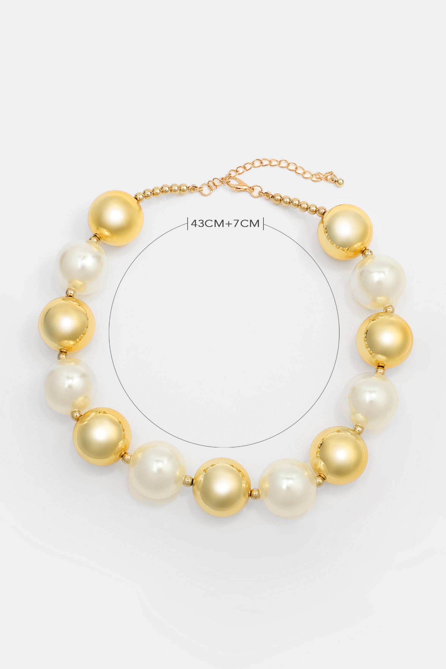 Faux Pearl Metal Ball Necklace ï¼?Earrings Set