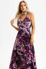 Floral Cami V-Neck Backless Maxi Dress