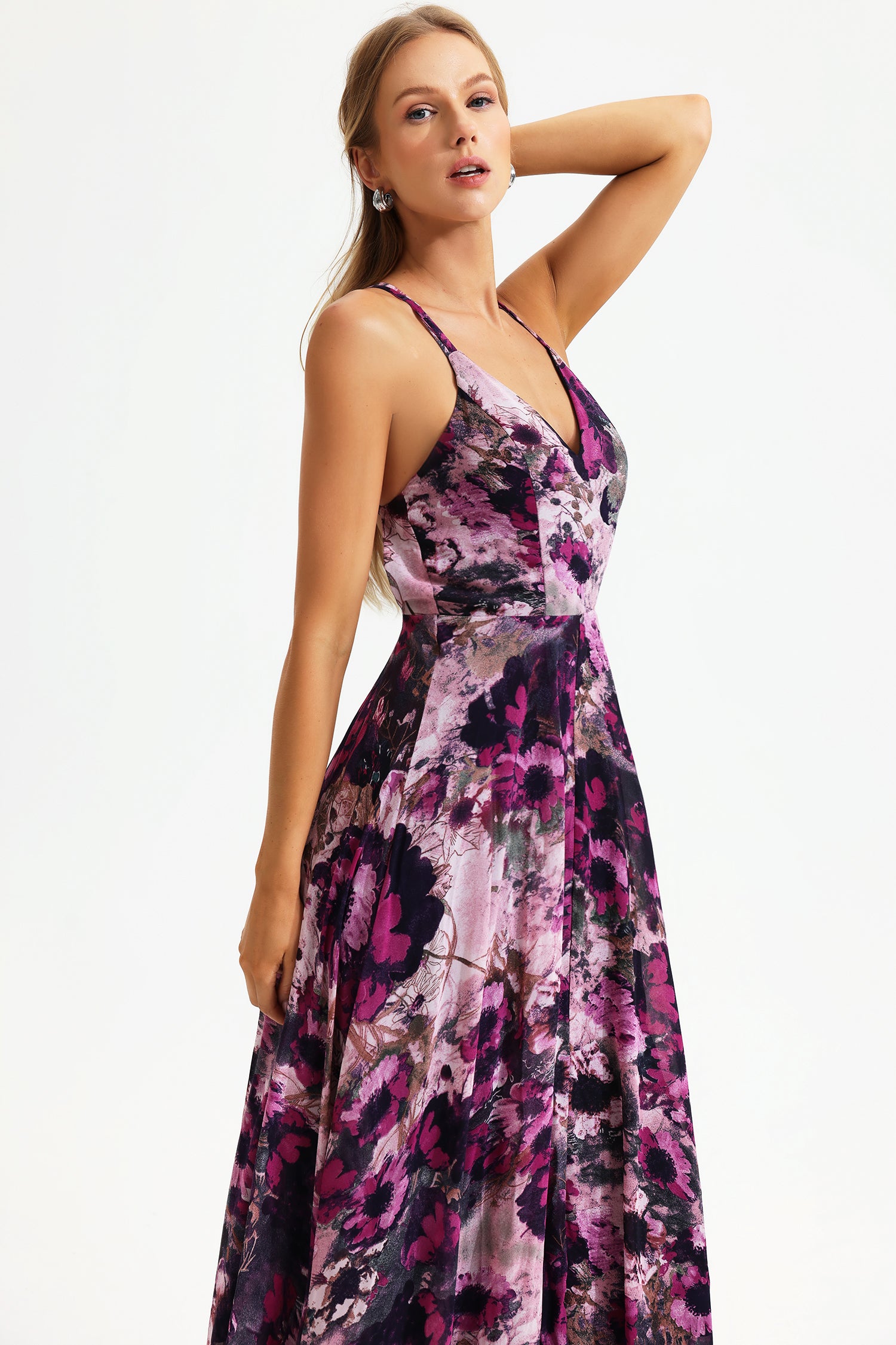 Floral Cami V-Neck Backless Maxi Dress