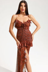 Tiered Ruffle Hem Cami Backless Maxi Dress