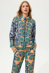 Boho Printed Long Sleeve Buttoned Suit