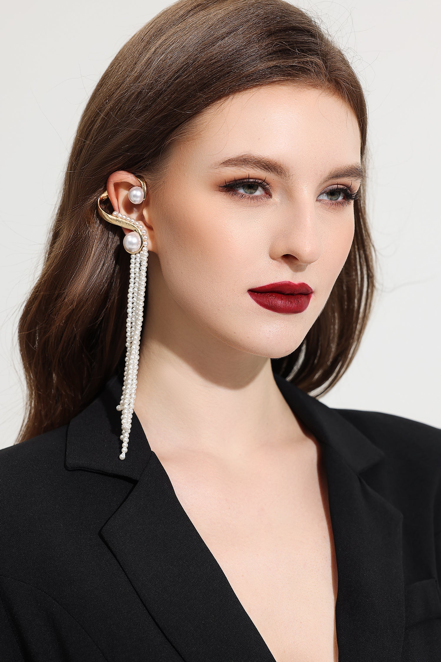 Faux Pearl Tassel Drop Ear Clip