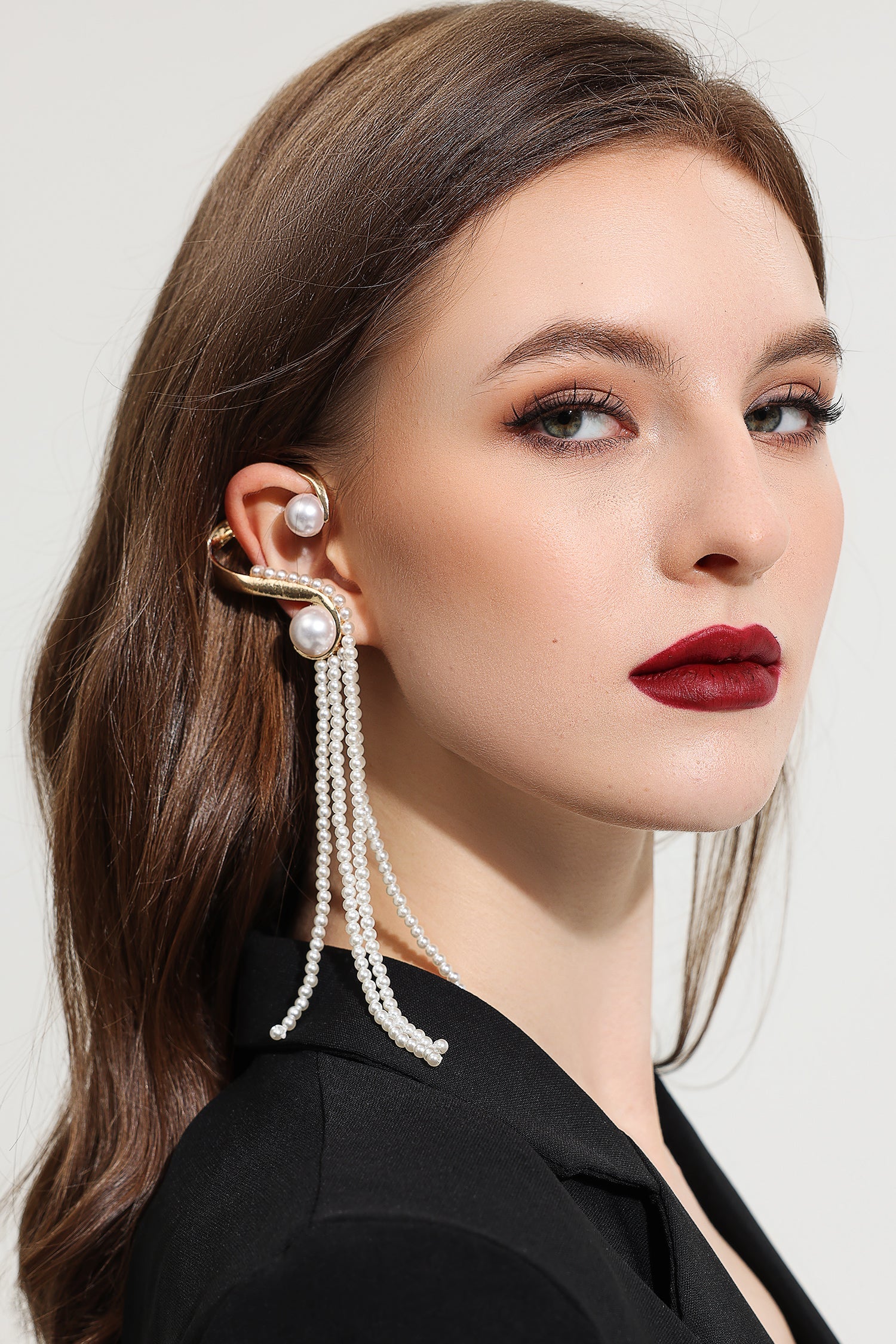 Faux Pearl Tassel Drop Ear Clip