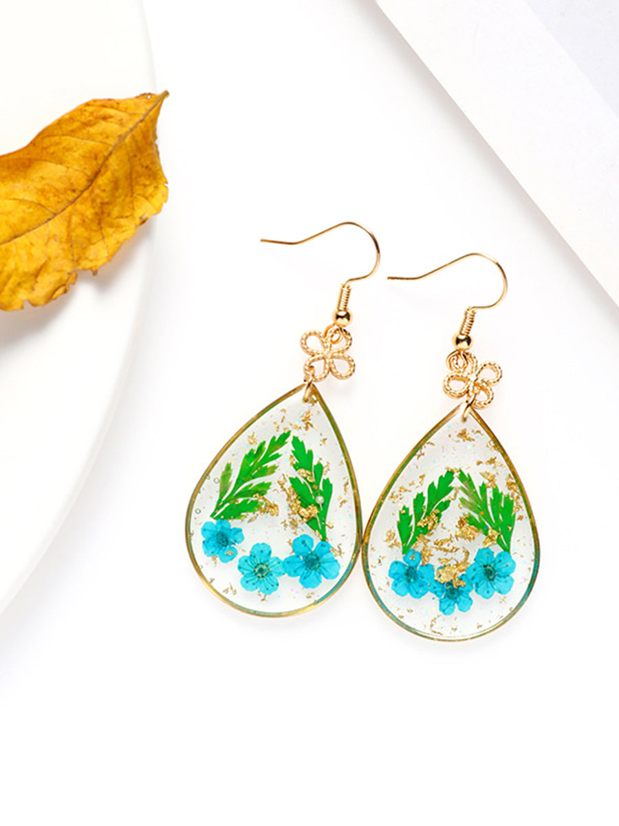 Forget-me-not Resin Gold Foil Earrings