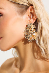 Irregular Shape Metal Floral Earrings