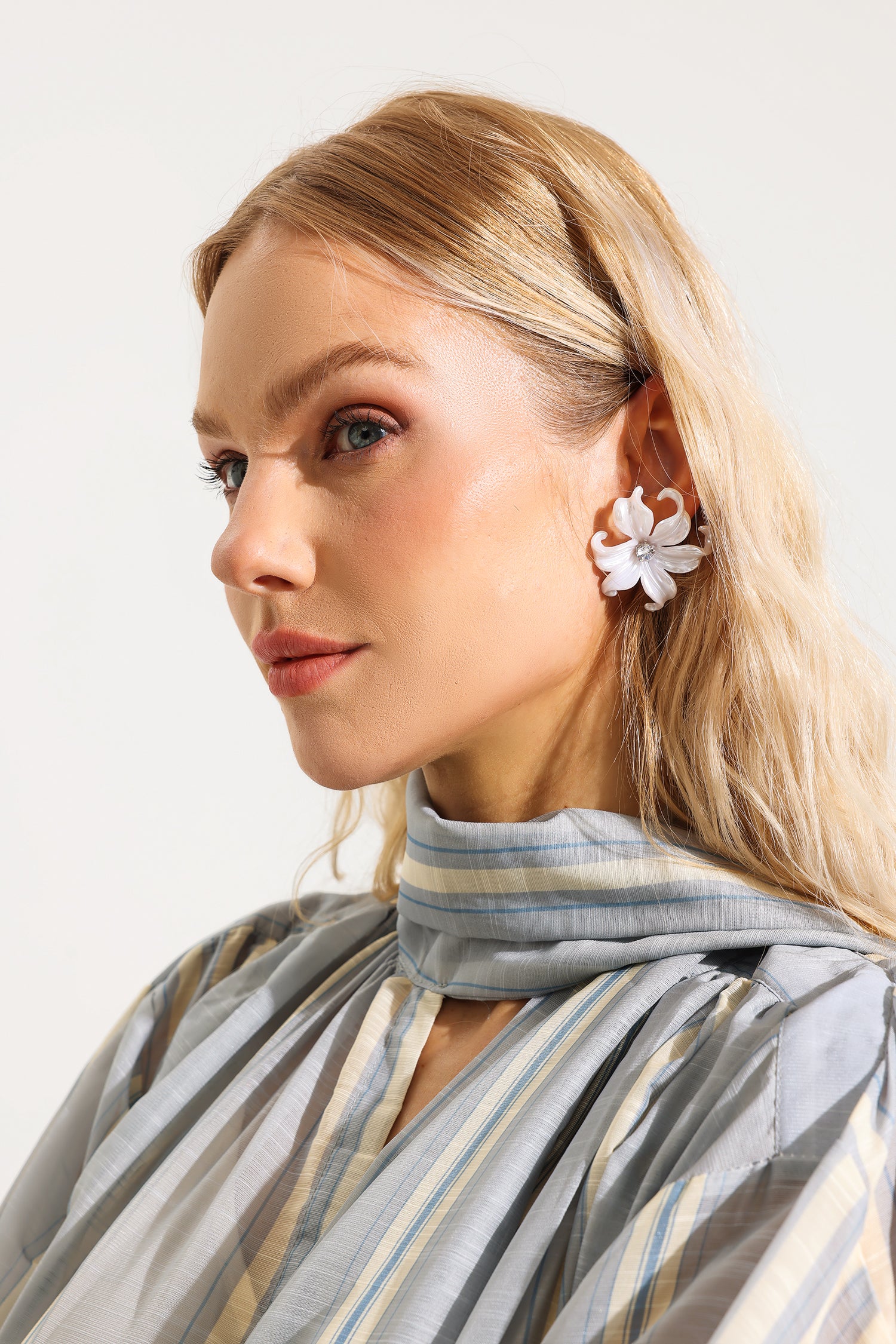 Floral Faux Diamond Stud Earrings