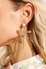 Faux Pearl Dragonfly Shape Drop Earrings