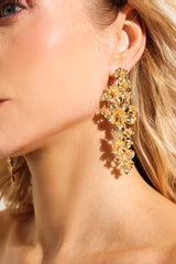 Gold Floral Metal Stud Earrings