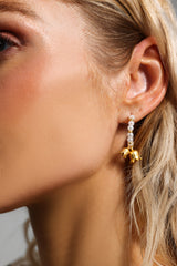 Gold Floral Faux Pearl Earrings