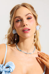 Floral Mesh Faux Pearl Earrings