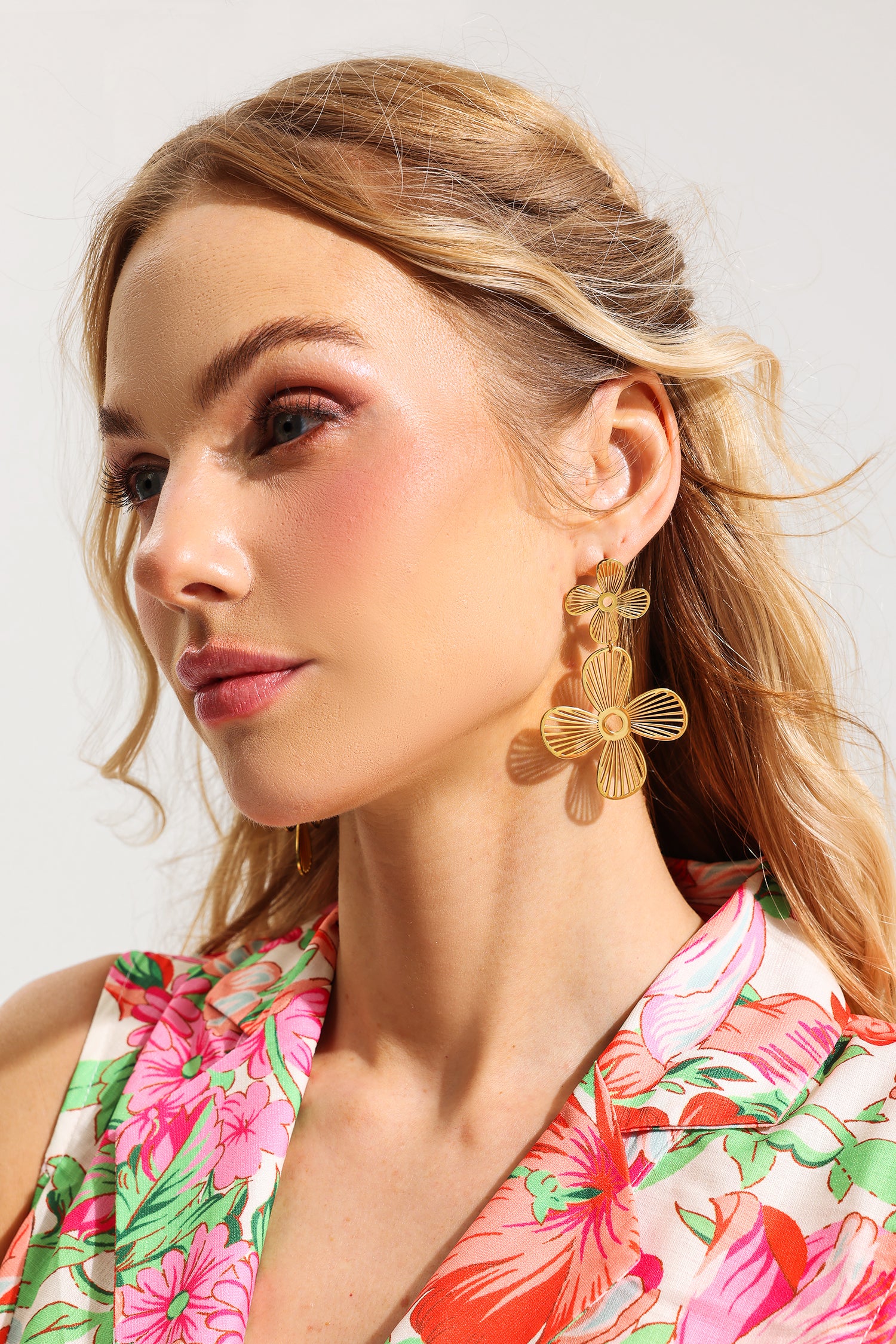 Metal Floral Earrings