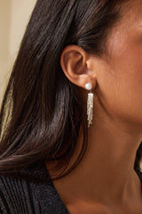 Faux Pearl Tassel Earrings