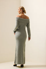 Jersey Solid Off-Shoulder Maxi Dress