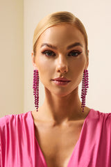 Faux Diamond Tassel Earrings