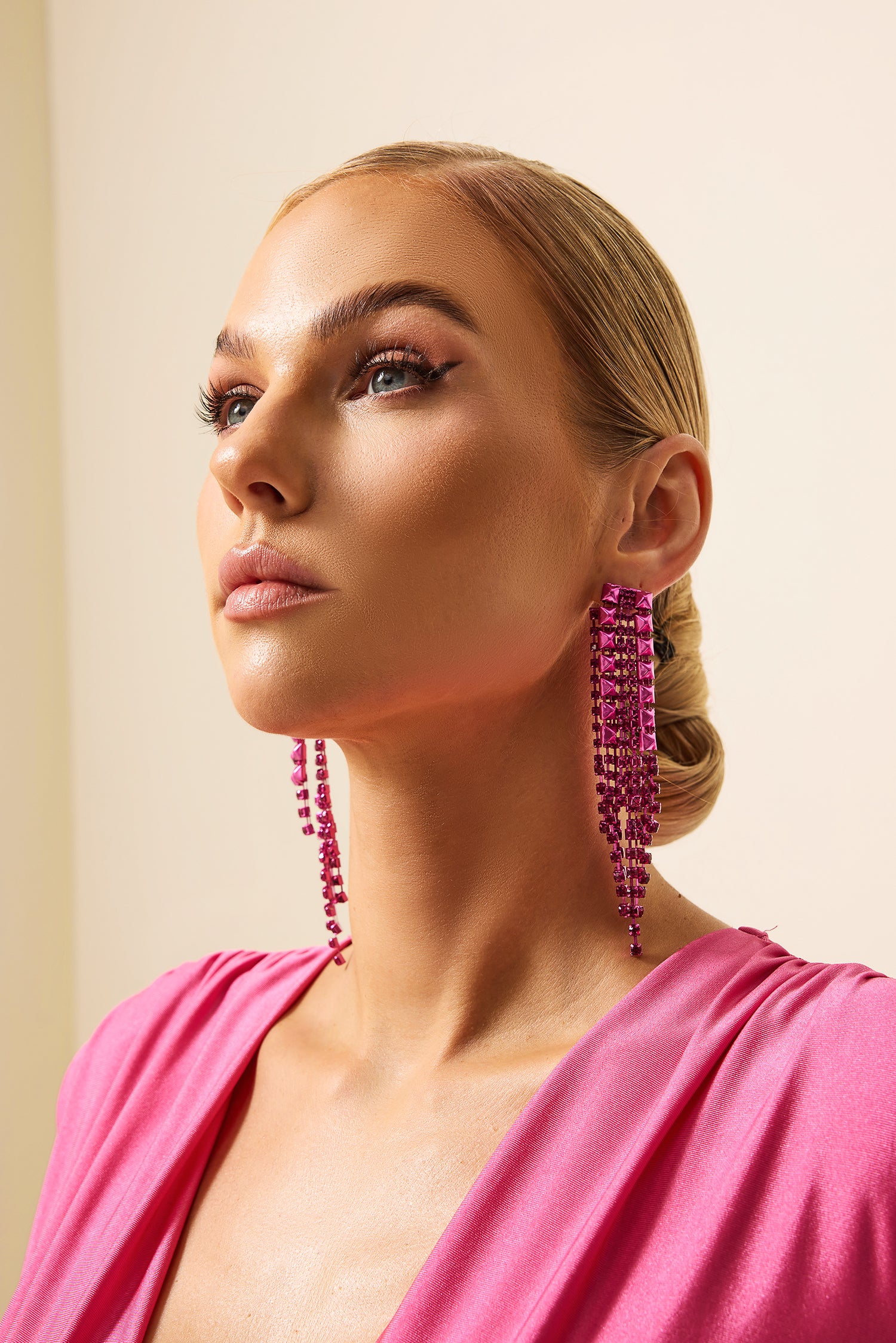 Faux Diamond Tassel Earrings