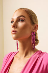 Faux Diamond Tassel Earrings