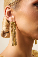 Faux Diamond Chain Tassel Earrings