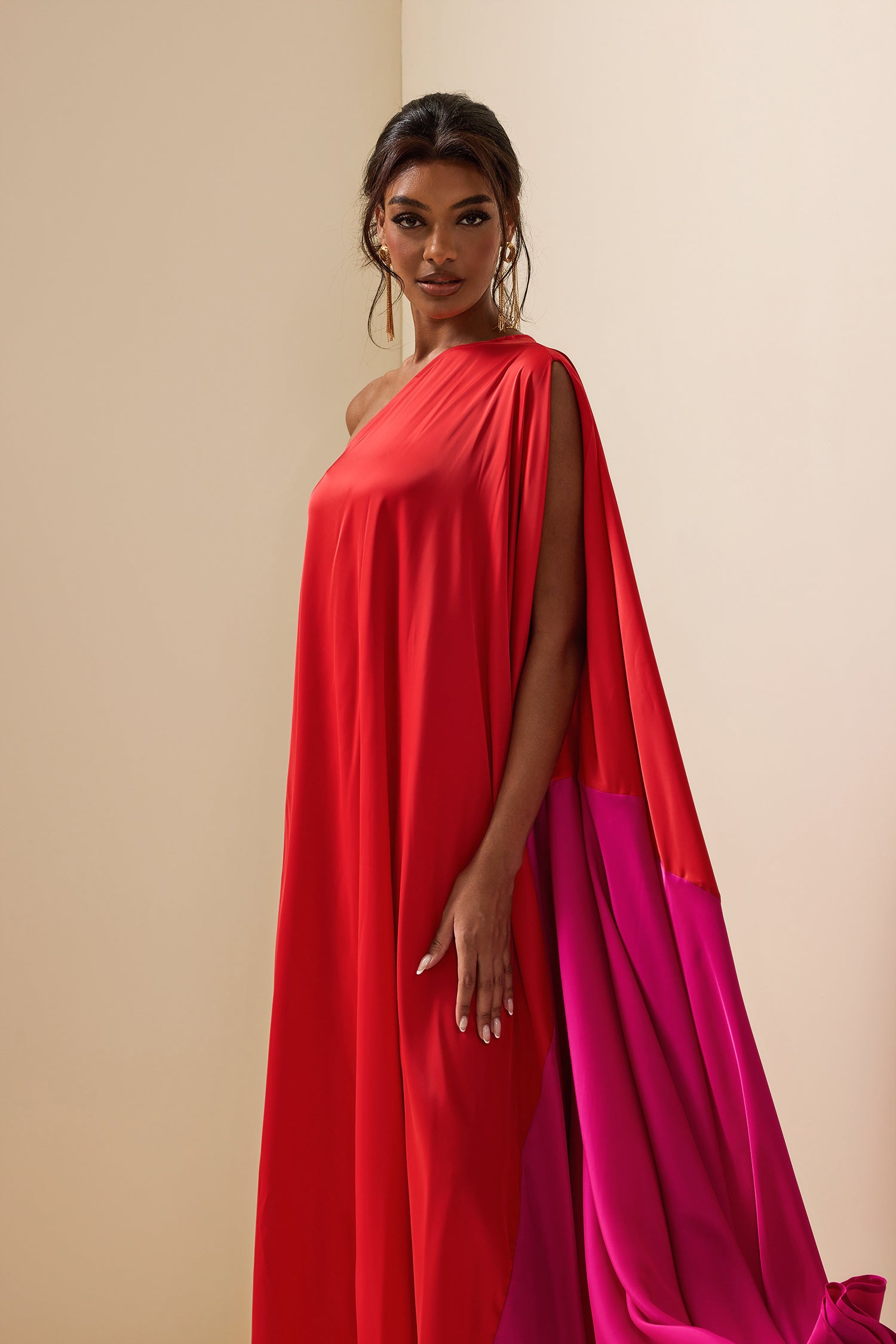 One Shoulder Asymmetrical Loose Midi Dress