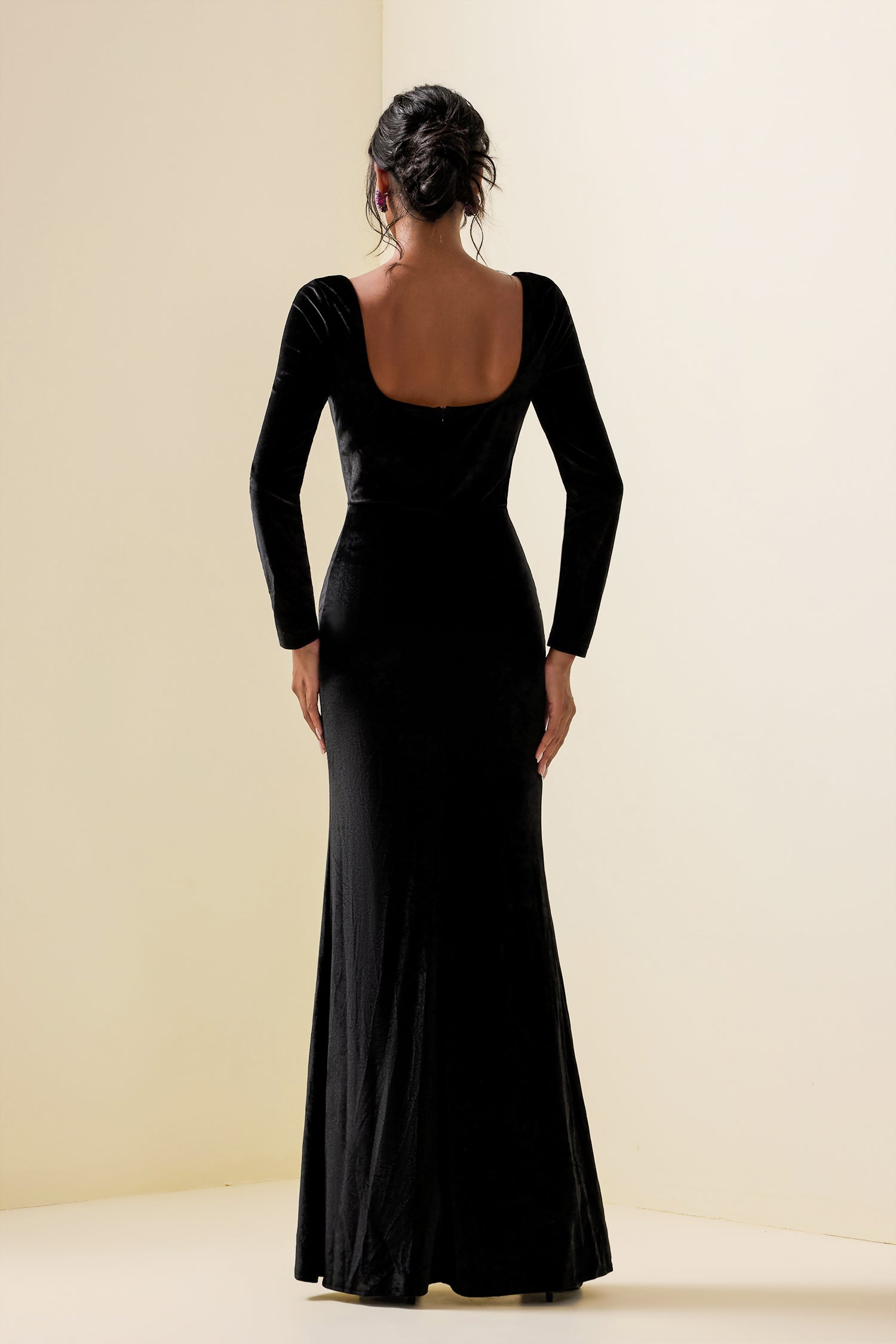 Solid Velvet Sequin Maxi Dress