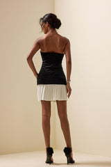 Velvet Pleat Strapless Mini Dress