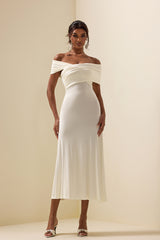 Jersey Solid Off-Shoulder Maxi Dress